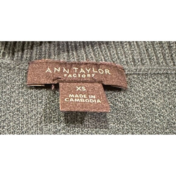 Ann Taylor Factory Dark Kelly Green Oversized Cardigan Sweater XS - Picture 4 of 8